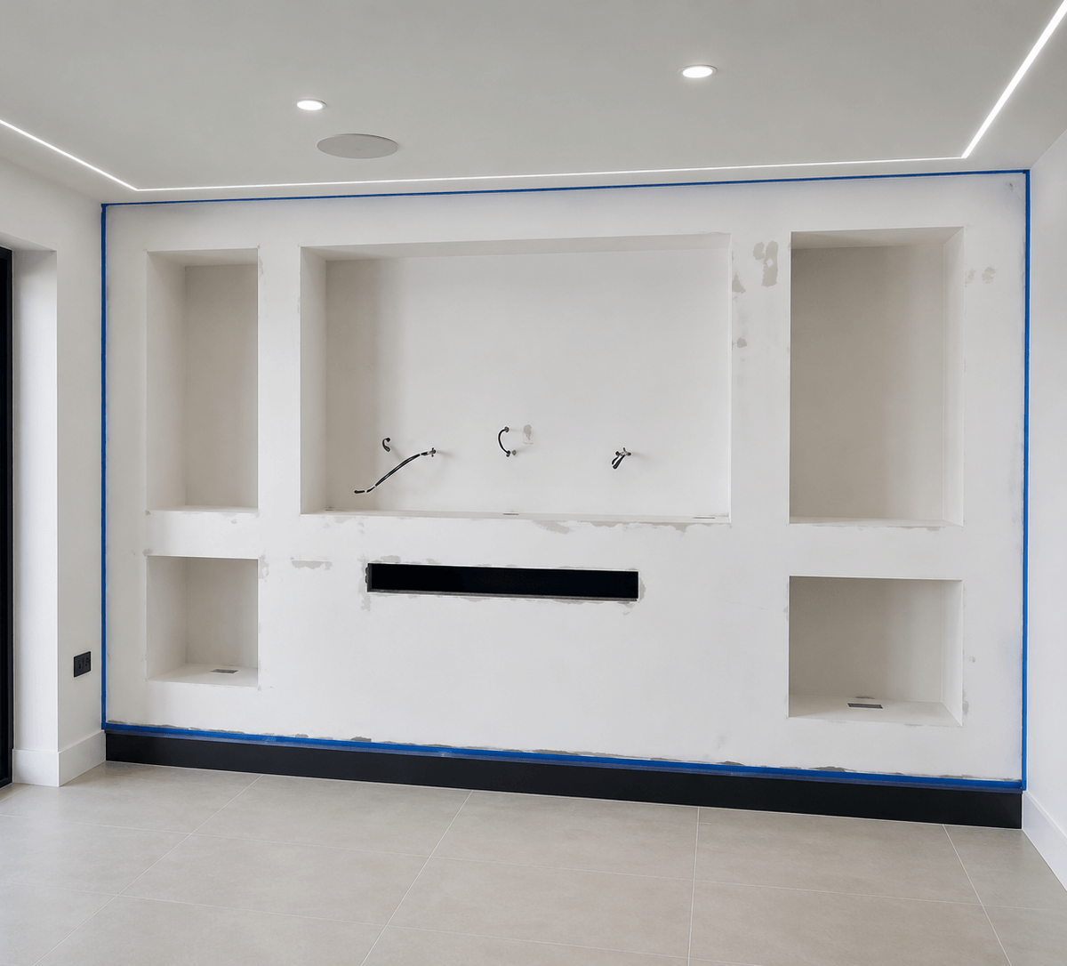 Antes de acabamento decorativo em parede interna